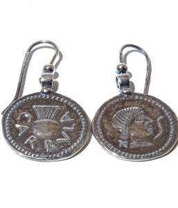 Pendientes en plata. Motivo Moneda ALMODOVAR DEL RÍO (Carbula)